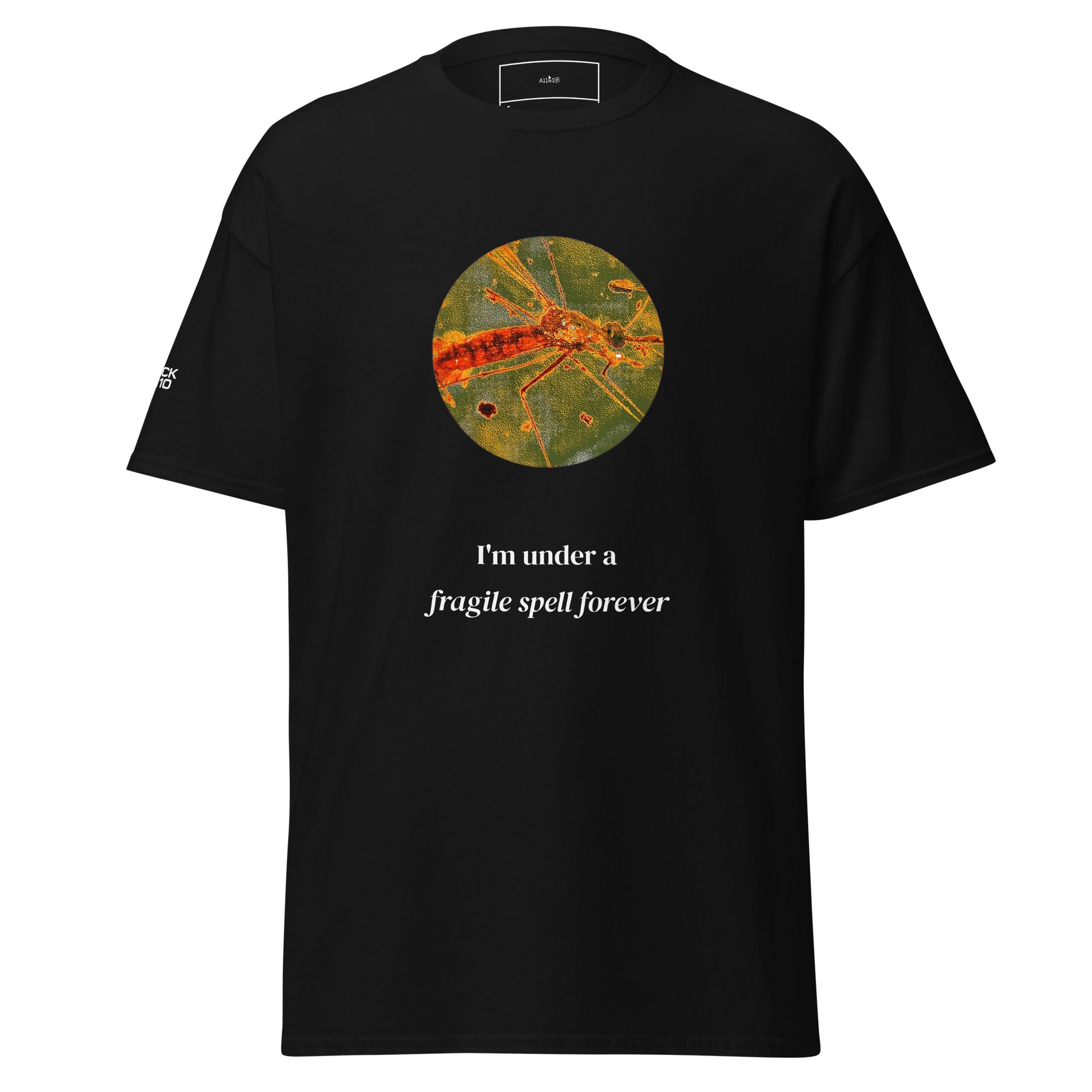 AMBER "I cant love. Im under a fragile spell forever" Black Unisex classic tee Product mockup