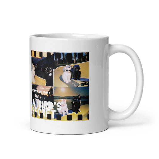 A BIRD'S SECRET Art Cover White glossy mug Product mockup